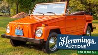 A Pumpkin Orange Volkswagen Thing with just 759 miles is the prefect Halloween treat