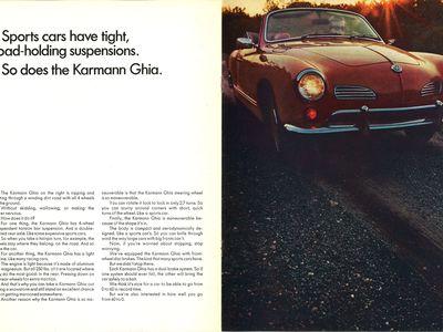 1969 Volkswagen Karmann Ghia  Most Beautiful Things Original Print Ad 8.5 x 11" 
