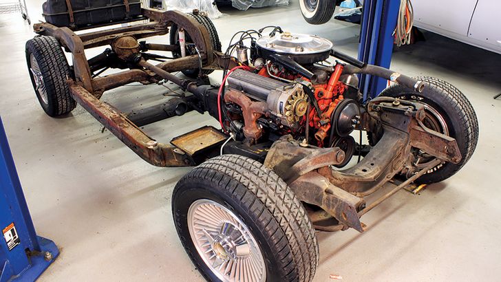 A rust-ravaged Corvette chassis, resurrected to save a restoration project