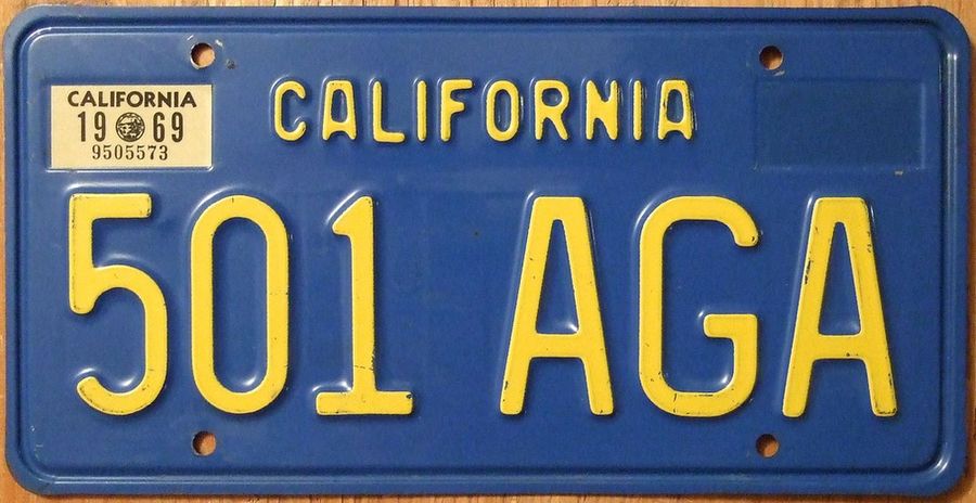 1972 california license plate registration yom sticker for the plates