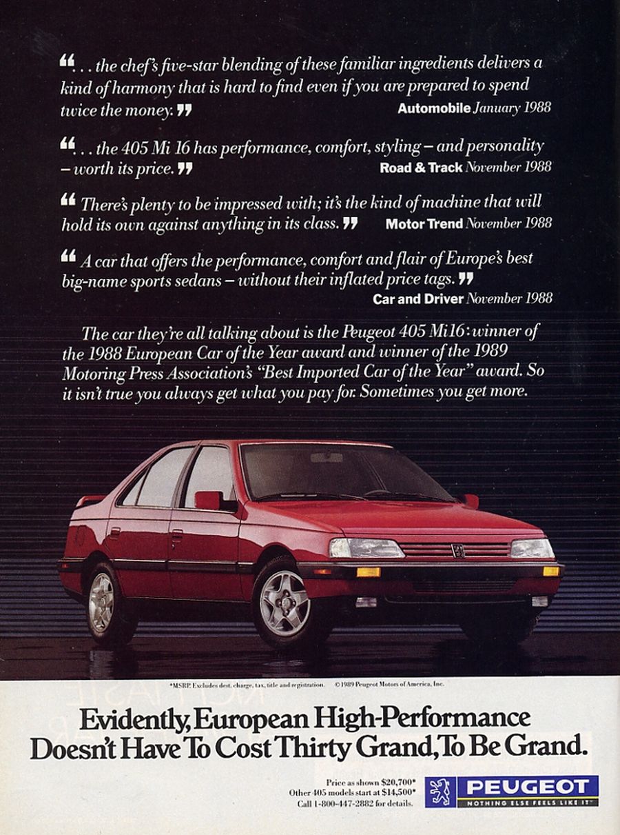 Peugeot S Last Hurrah In The United States The 405 Mi16 Hemmings Motor News