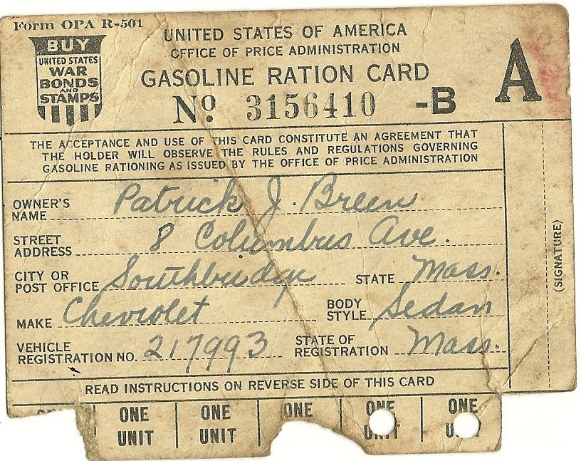 Ww2 Gas Ration Card